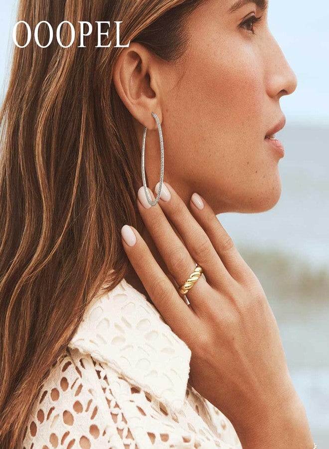OOOPEL Sterling Silver Hoop Earrings for Women, Big Silver Earrings Hoops Lightweight Hypoallergenic Large Sterling Silver Hoop Earrings for Women 30MM 40MM 50MM 60MM - Image 2